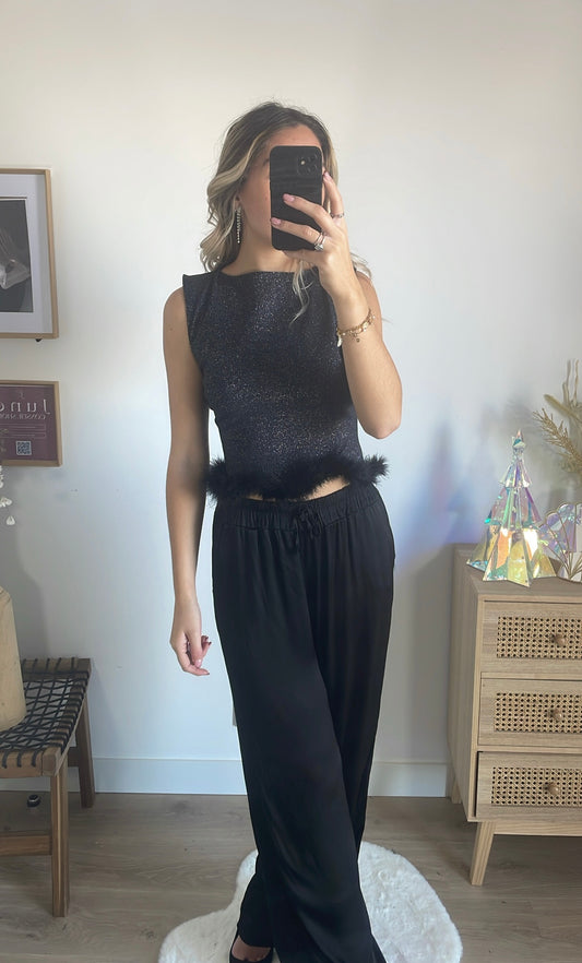 Débardeur noir pailleté Izabel