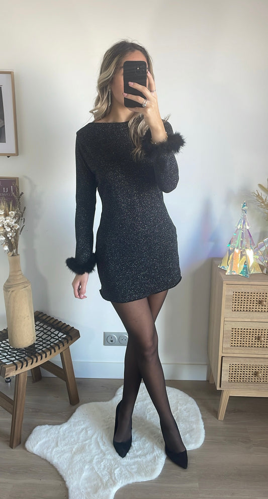 Robe noire pailletée Jordy