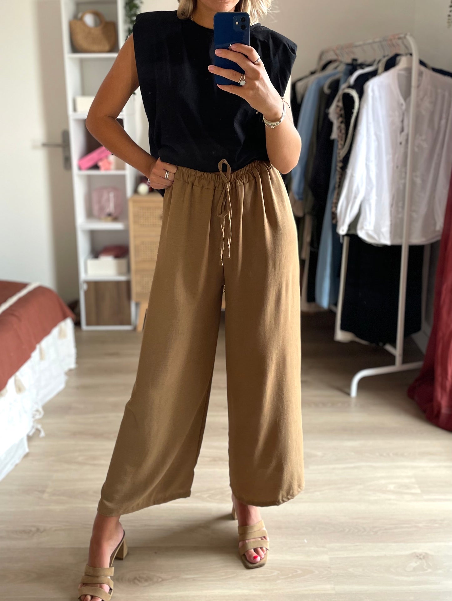 Pantalon fluide camel AMELIA